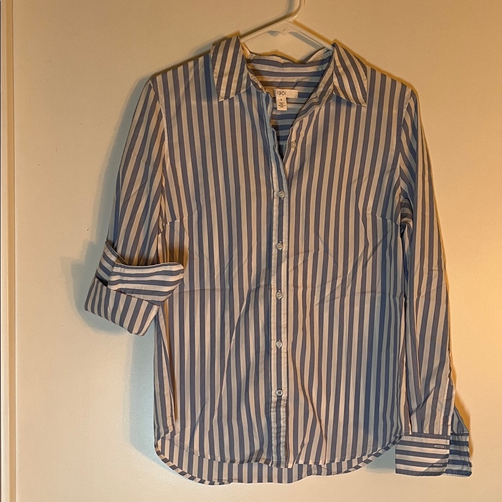 1901 Blue and White Striped Button Down Shirt